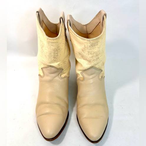 Dingo Vintage 1980’s  Cream Leather Slouchy Western Boots size 9.5 IOB