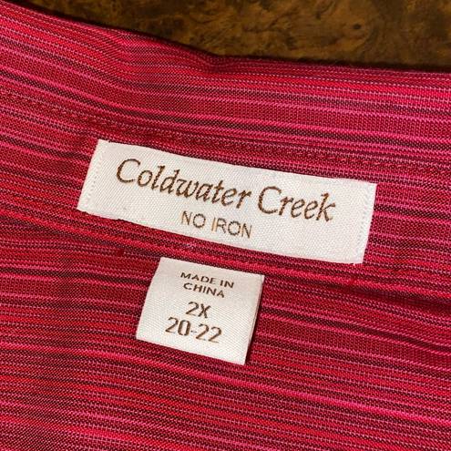 Coldwater Creek  No Iron Button Down in Red Stripe - size 2Xl (20/22)