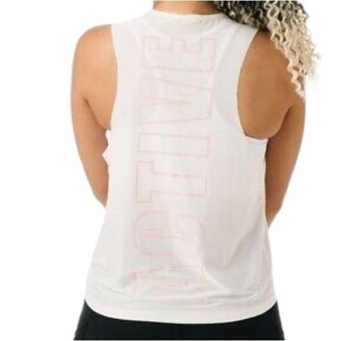 Zyia NWT  Hot Pink Ivory Blush Spell-Out Athlete Tank Muscle Top Women's Sz Small