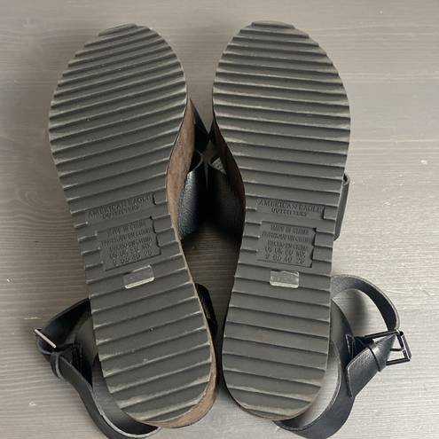 American Eagle  Crossover Platform Wedge Sandal NWOT Black Size 9