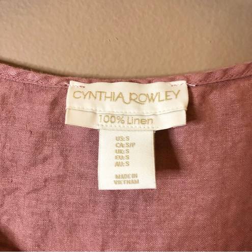 Cynthia Rowley  Linen Sleeveless Tiered Babydoll Peplum Tank Top Red Pink Small