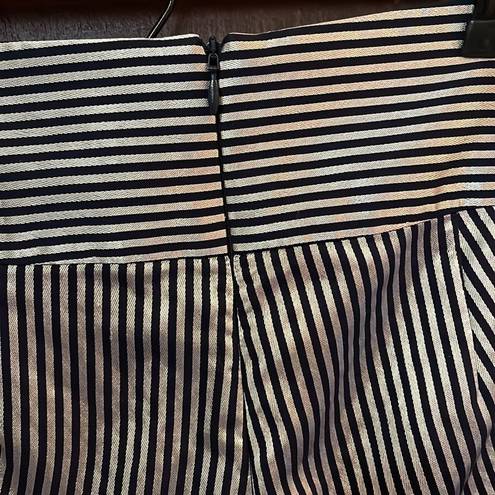 Michelle Mason  Stripe Sateen Trouser Metallic vertical stripe navy trousers