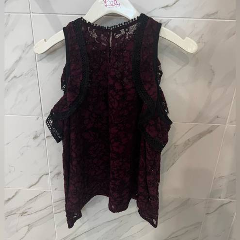 Alexis  Millie Lace Cold-Shoulder Top in Burgundy