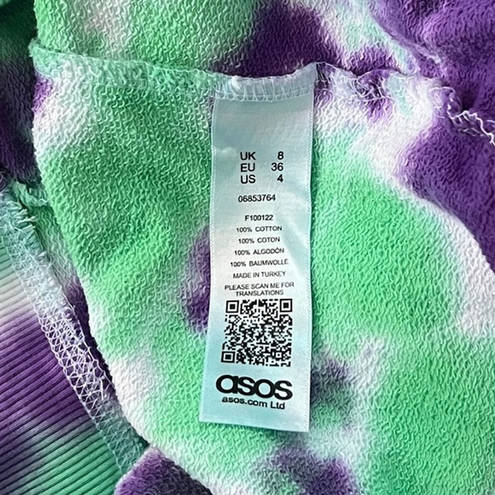 ASOS  Sweatshirt Womens 4 Rolling Stones Purple Green Tie Dye Silver Glitter Lips