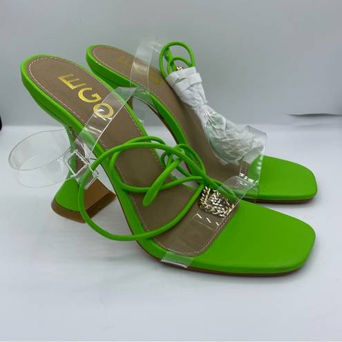 EGO heel sandals with ankle tie transparent upper Size 6.5