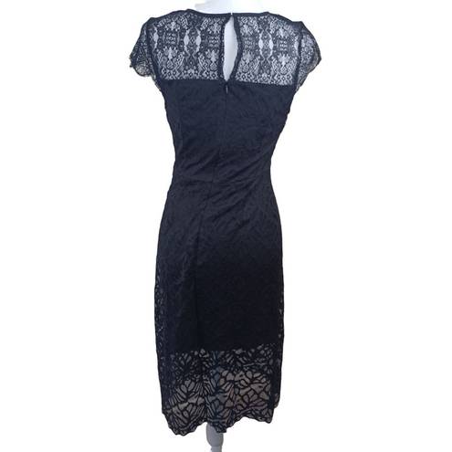 Kensie  Black Bodycon Dress Lace Overlay Short Sleeve Party Cocktail NWT Size XS