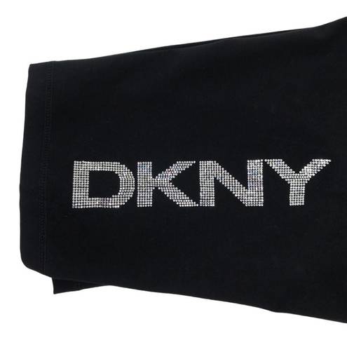 DKNY  SPORT Women's Embellished Logo Bike Shorts Stretchy Comfy Black XS NWT