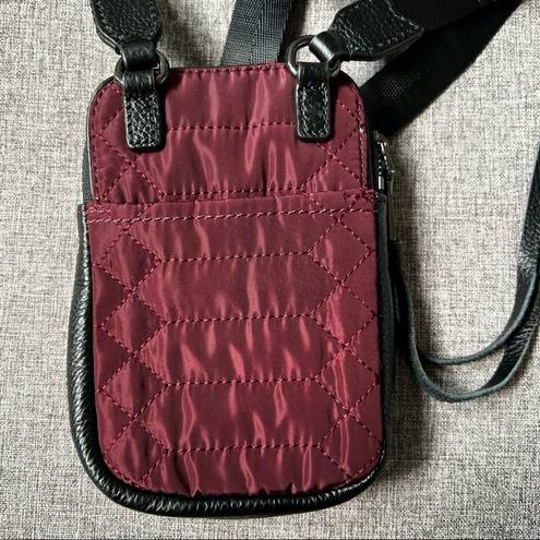 Aimee Kestenberg  Just Sayin’ Quilted Crossbody Mini Bag Burgundy Black Leather