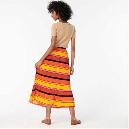 J.Crew NEW Size 0 Womens  Straight-Pleat Skirt in Orange and Pink Stripes AR478