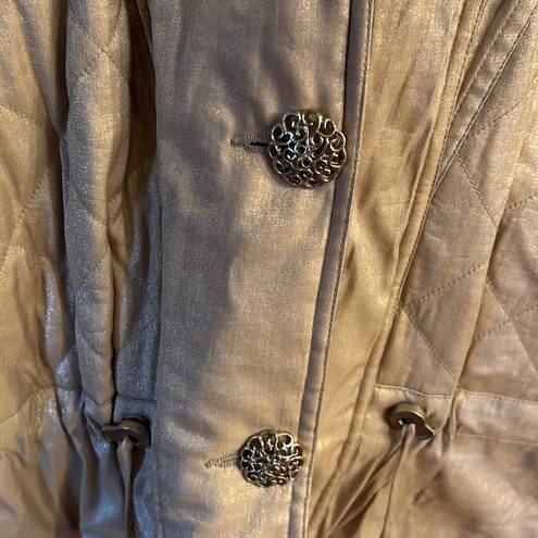 Mulberry  STREET Vintage Women’s Light Gold Shimmer Hooded Puffer Coat Size M