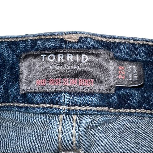 Torrid  Mid-Rise Slim Boot Medium Wash Jeans Size 22R