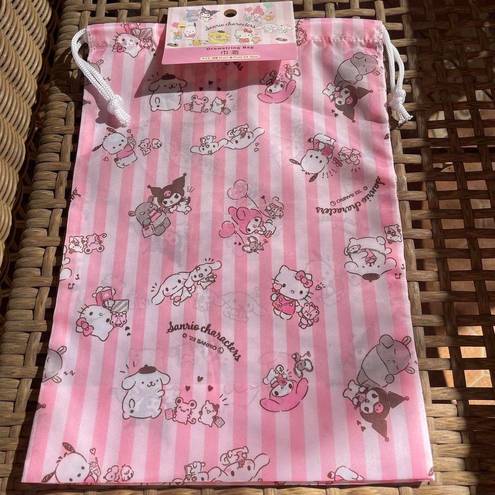 Sanrio  Pink Striped Drawstring Bag