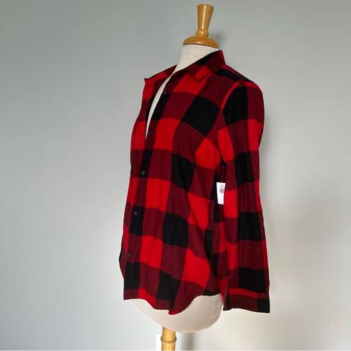 Old Navy NWT  Classic Shirt Buffalo Plaid Red Black Flannel Button Down Size L