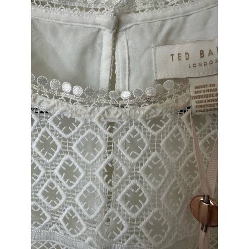 Ted Baker NWT  Adriene Lace-Paneled Top White 2