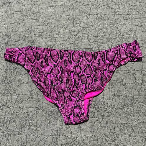 Jessica Simpson NEW  Pink Magenta Snake Print Ribbed Bikini Set Underwire Top