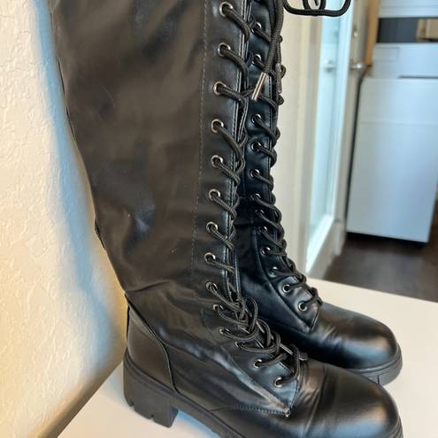 Qupid  Women's Lace Up Combat Boots