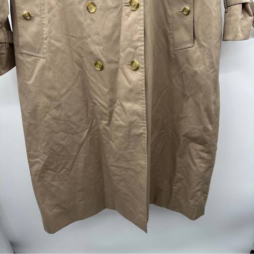 Burberry  Khaki Tan Long Sleeve Buckle Super Nova Check Trench Coat Size 14