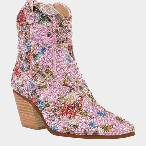 Betsey Johnson  Diva Embellished Western Ankle Boots Size 9 NEW