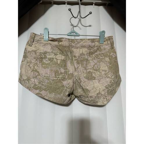 No Bo  No Boundaries olive with some blush pink floral detailing cuffed shorts