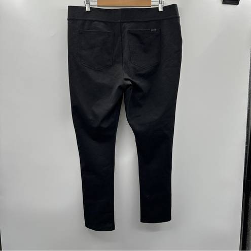 DKNY  Jeans Black Gray Ponte Diamond High Rise Straight Leg Pull-On Pants Size XL