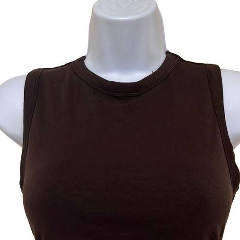 Naked Wardrobe  Womens Size XS Crop Top Brown Front Cutout Sleeveless NWT