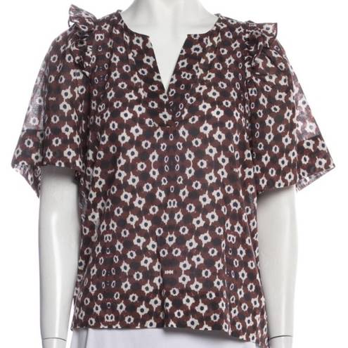 Poof SEA New York Geometric Print  Sleeve V-neck Blouse