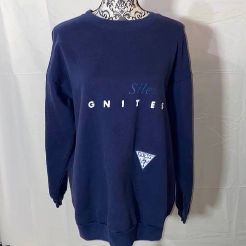 Guess Vintage 90s  Crew Sweatshirt Size Medium “Silence Ignites” Made In USA