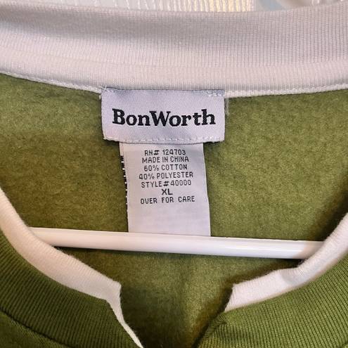 Bon worth vintage green button down flower cardigan sweatshirt size xl