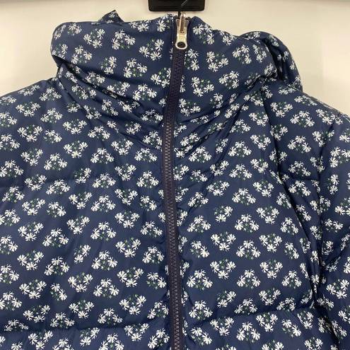 Hill House  Edie Reversible Puffer Jacket Two Sided Zip Coat Posies Navy Womens S