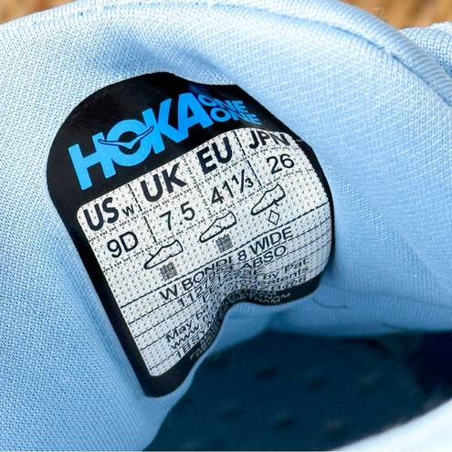 Hoka  One One Bondi 8 Airy Blue Sunlit Ocean Road-Running Sneakers Size 9 Wide