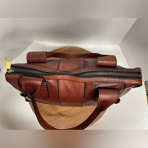 Fossil  Vintage Reissue Weekender Large Distressed Brown Leather Satchel Bag
