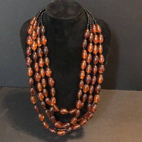 Coldwater Creek  amber colored beaded multi stand necklace