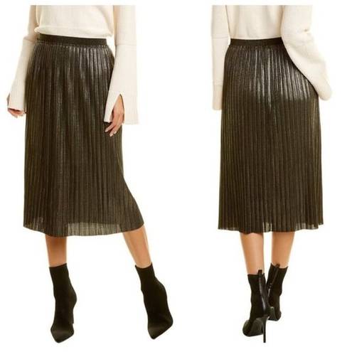 St. John 💕💕 Pleated Foil Skirt Elasticized Waist ~ Black & Gold XL NWOT