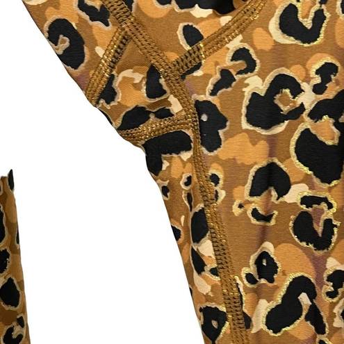 Carbon 38  Womens Printed High Rise Layered Gold Leopard 7/8 Leggings Size Small