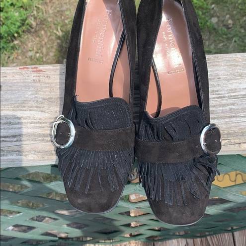 Vera Pelle  Black Suede Shoes Sz 40 (10) NWOT
