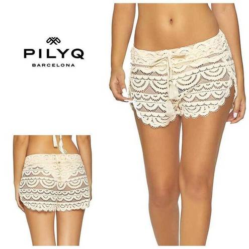 PilyQ New.  ivory lace coverup shorts. Retails $144.  XS/S