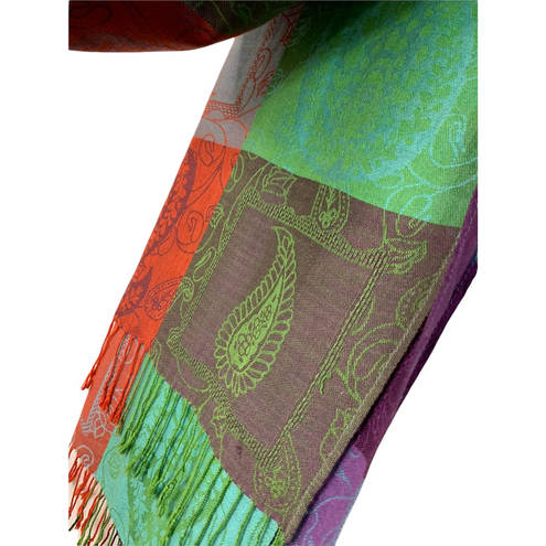 Boutique  Multi Colored Purple Orange Green Fringe Scarf