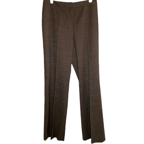 Lafayette 148  Trouser Pants Wool Blend Wide Leg Bootcut Mid-Rise Striped Brown 8