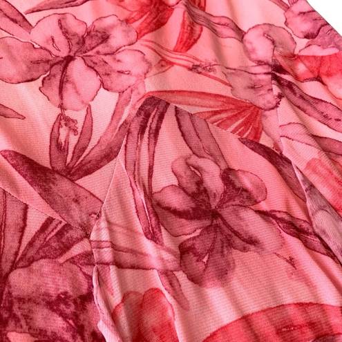 Serendipity  (vintage) Hawaiian pink floral stretch ruffle maxi dress beach cover