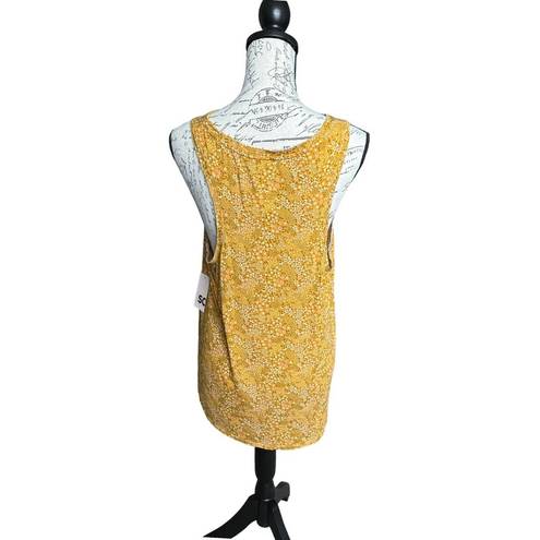 Sonoma New  Women's Favorite Scoop Neck Tank Top Yellow Mustard Floral XL NWT