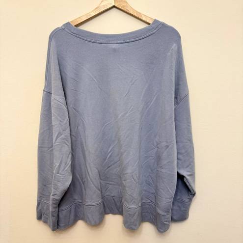 Athleta  Sweatshirt Womens Size 2XL Modal Blend Blue Button Crewneck Boxy Comfy