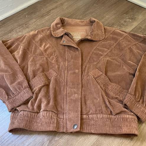 American Eagle  Outfitters Brown Corduroy Zip Up Bomber Jacket ~ Women’s Sz XS