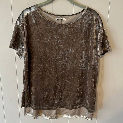 Rebecca Minkoff  Grey Velvet Tee Size Small