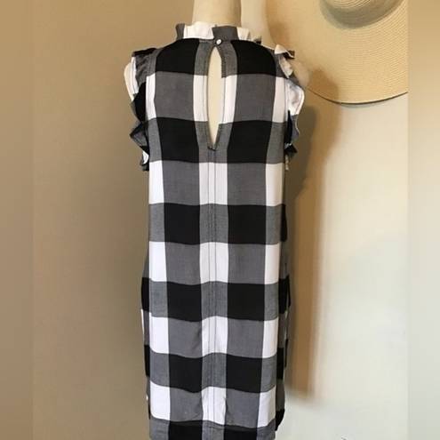 Chelsea and Violet  Black & White‎ Buffalo Plaid Check Sleeveless Ruffle Dress Sz S