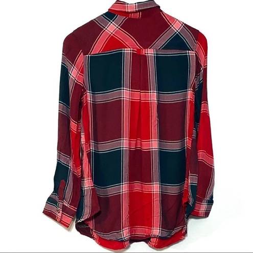 Isabel Maternity  red plaid blouse small