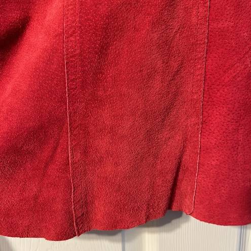 Peter Nygard NYGARD Red Suede Leather Jacket Size 14