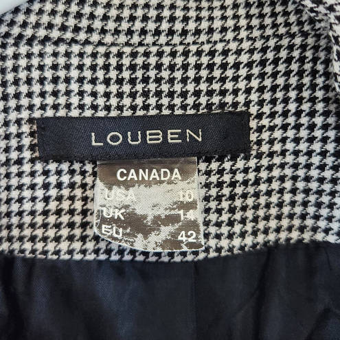 Houndstooth Louben Canada  Black White Linen Blazer Jacket Size 10