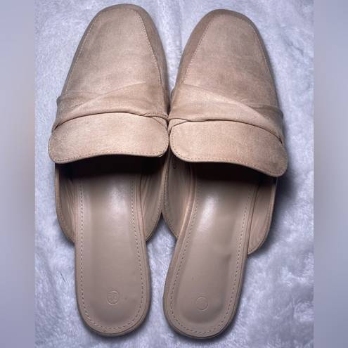 LAICIGO Women's Flat Mules Closed Square Toe Backless Slip on Suede Loaf… Size 9.5