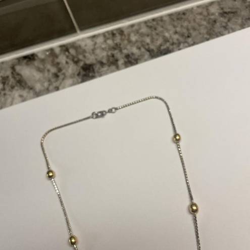 Monet Signed  Necklace Two Tone 16 Inch