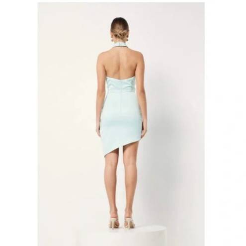 Elliatt  Camo Asymmetric Satin Cocktail Dress in Seafoam Size Large